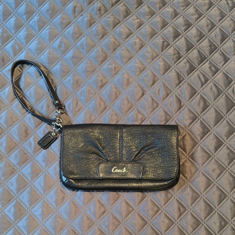Coach Ashley Black Leather Wristlet
